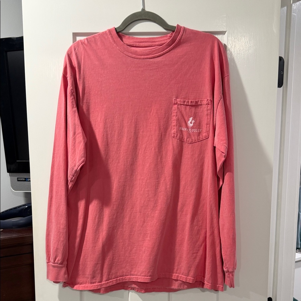 Vineyard Vines Pink Long Sleeve Pocket Tee